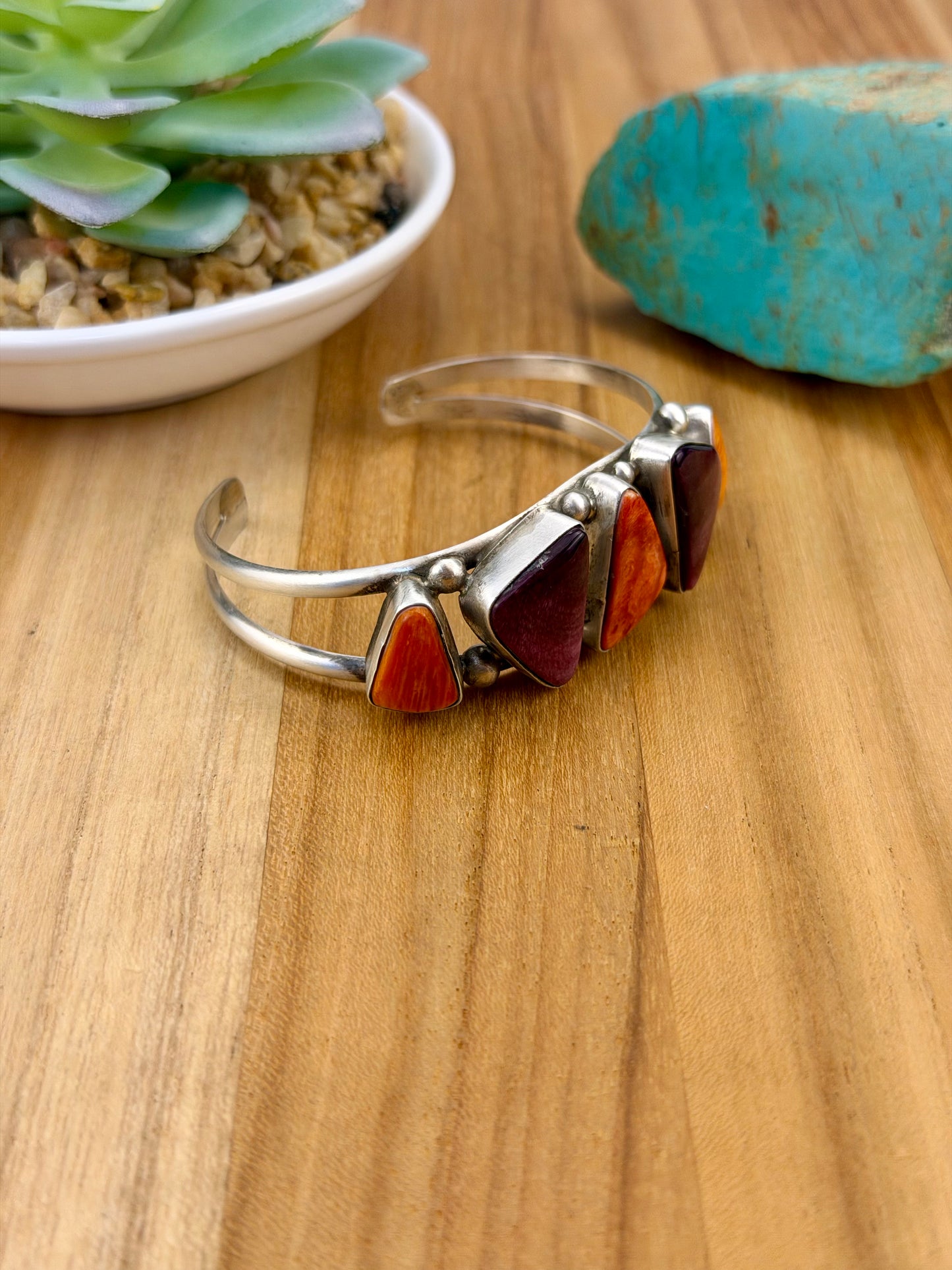 Multicolor Spiny 5 Stone Cuff