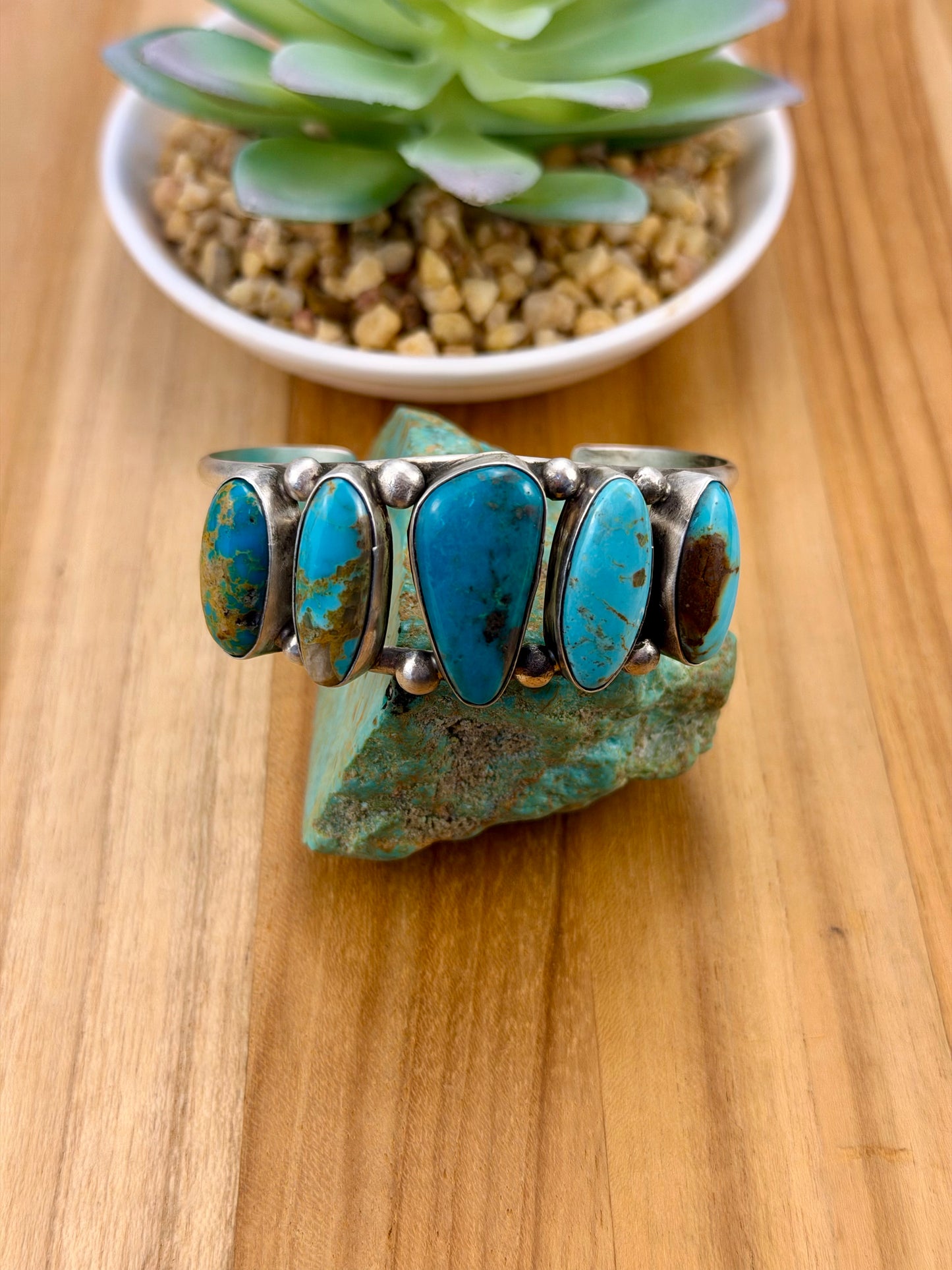 Kingman Turquoise 5 Stone Cuff