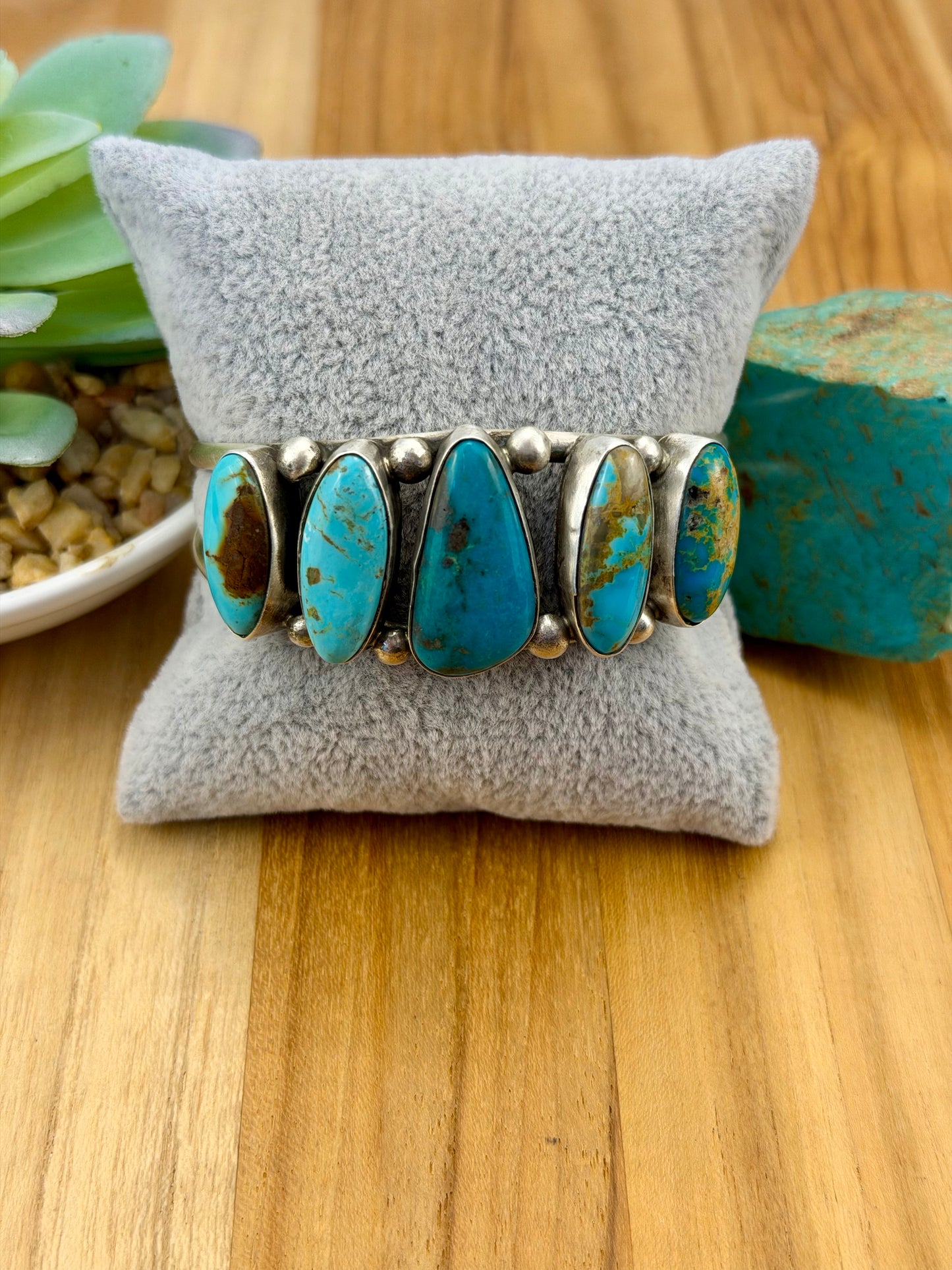 Kingman Turquoise 5 Stone Cuff