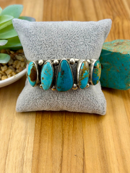 Kingman Turquoise 5 Stone Cuff