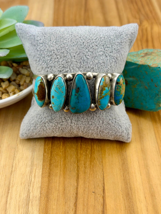 Kingman Turquoise 5 Stone Cuff