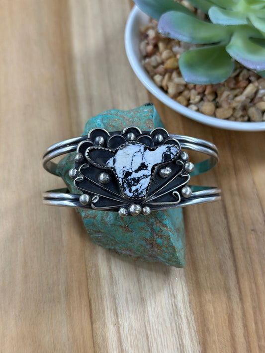 White Buffalo Cow Sterling Bracelet