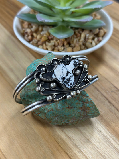 White Buffalo Cow Sterling Bracelet