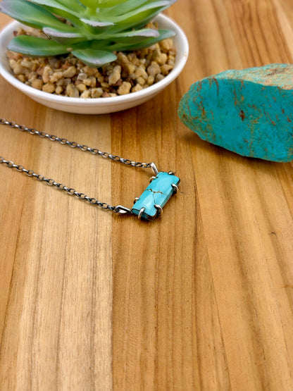 Kingman Turquoise Waterproof Bar Necklace