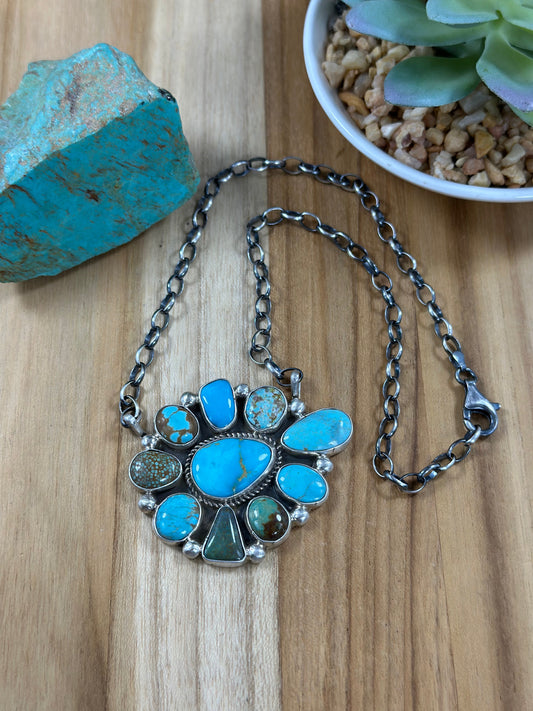 Kingman Cluster Sterling Silver Necklace