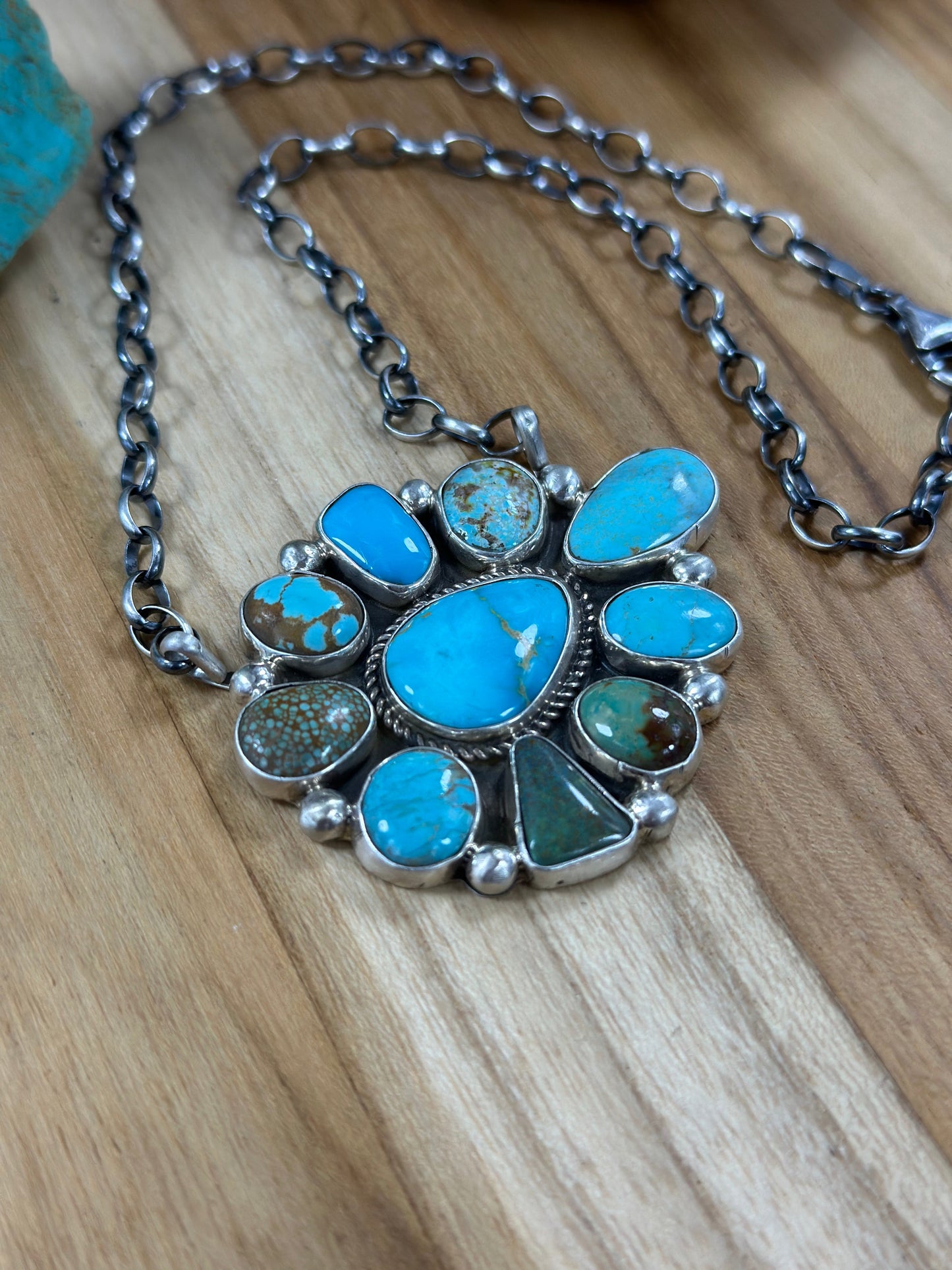 Kingman Cluster Sterling Silver Necklace