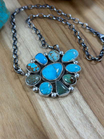 Kingman Cluster Sterling Silver Necklace