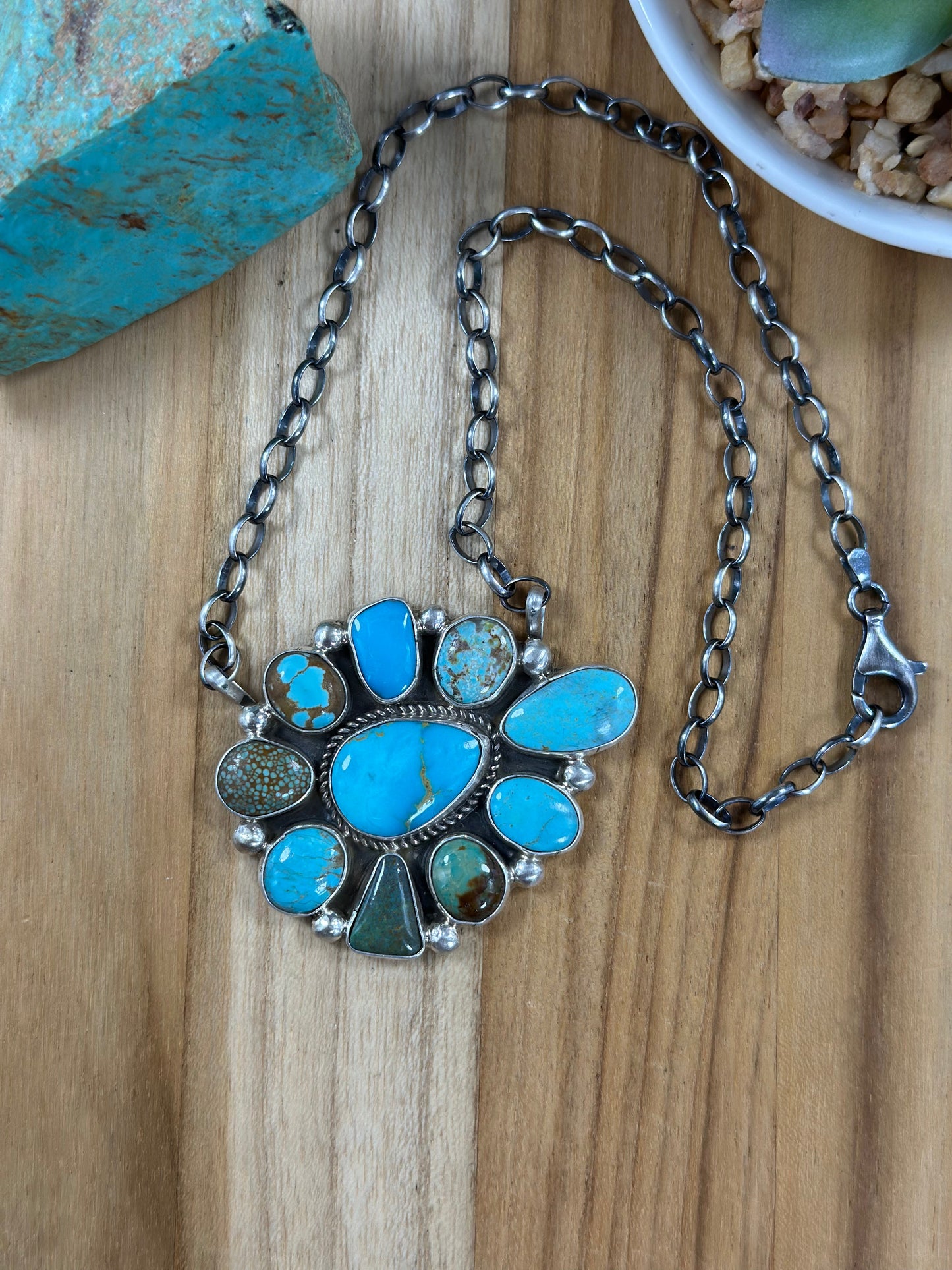 Kingman Cluster Sterling Silver Necklace