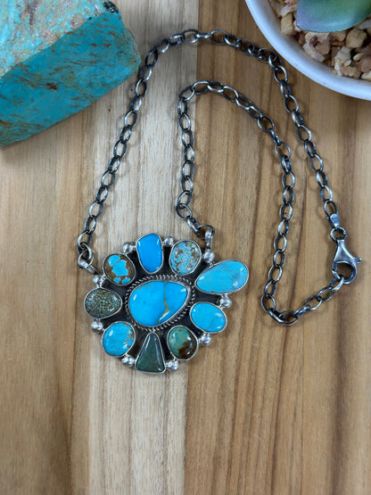 Kingman Cluster Sterling Silver Necklace