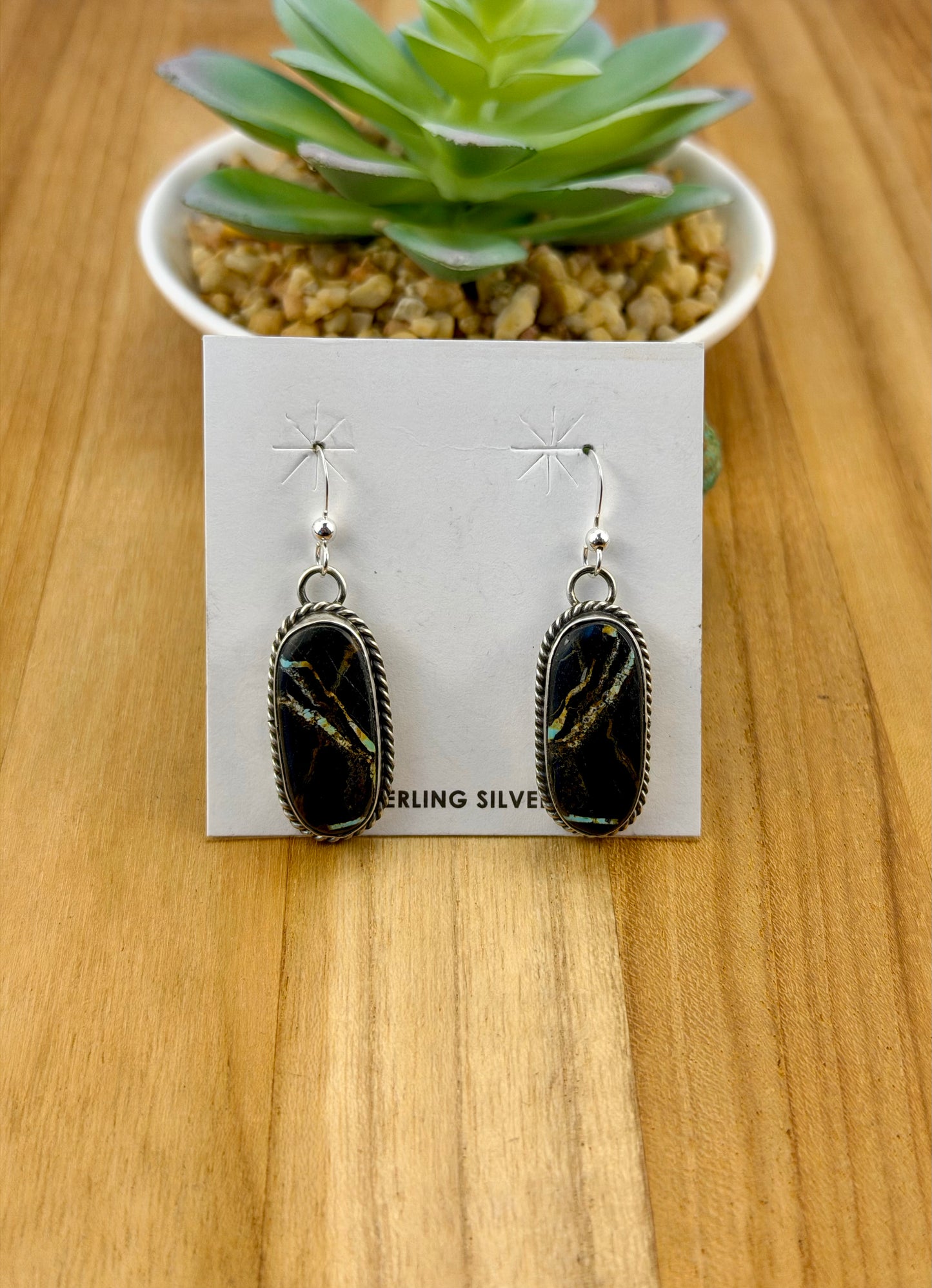 Blackjack Oval Sterling Dangle Earrings