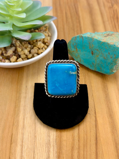 Kingman Turquoise Square Sterling Ring