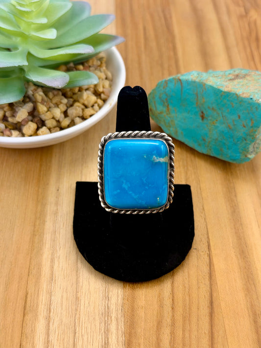 Kingman Turquoise Square Sterling Ring