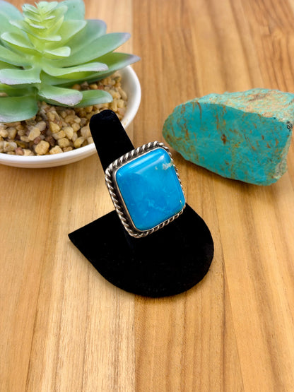 Kingman Turquoise Square Sterling Ring