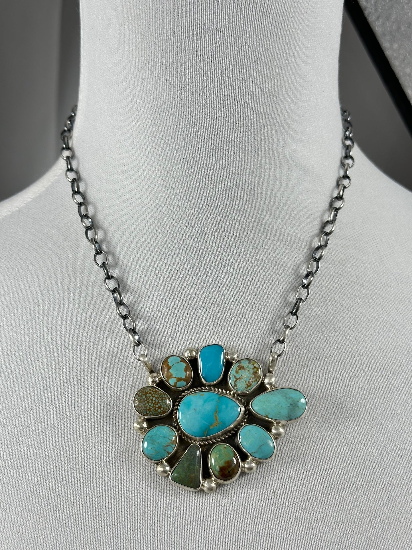 Kingman Cluster Sterling Silver Necklace