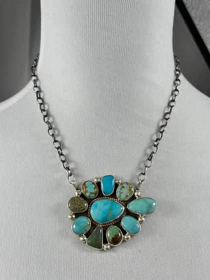 Kingman Cluster Sterling Silver Necklace