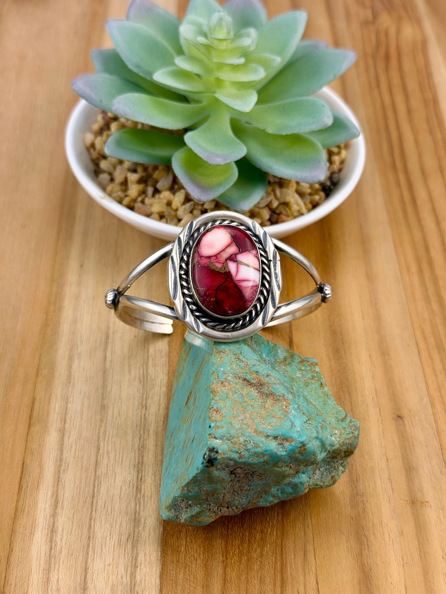 Dahlia Rose Single Stone Cuff Bracelet