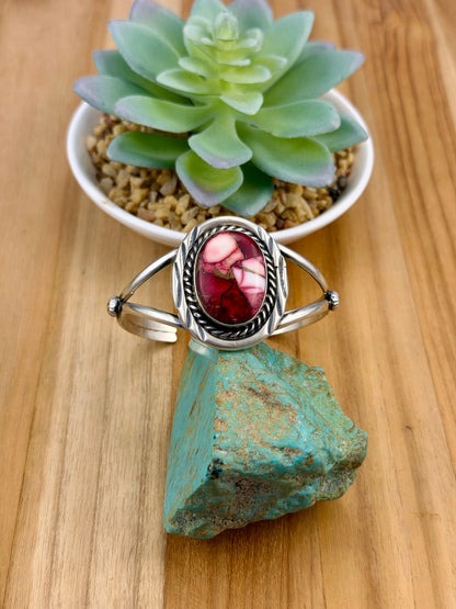 Dahlia Rose Single Stone Cuff Bracelet