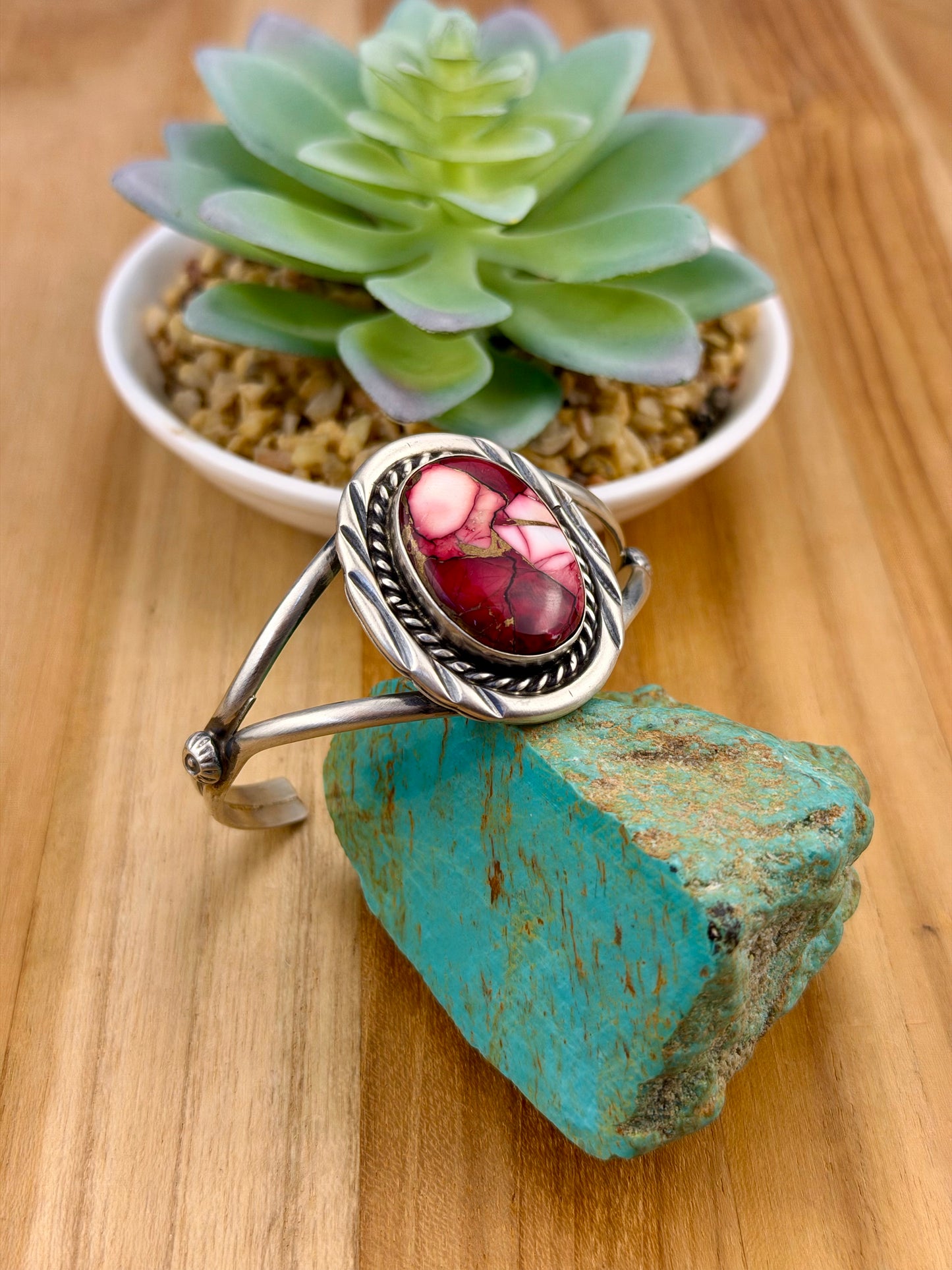 Dahlia Rose Single Stone Cuff Bracelet