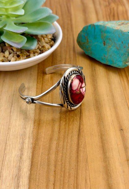 Dahlia Rose Single Stone Cuff Bracelet