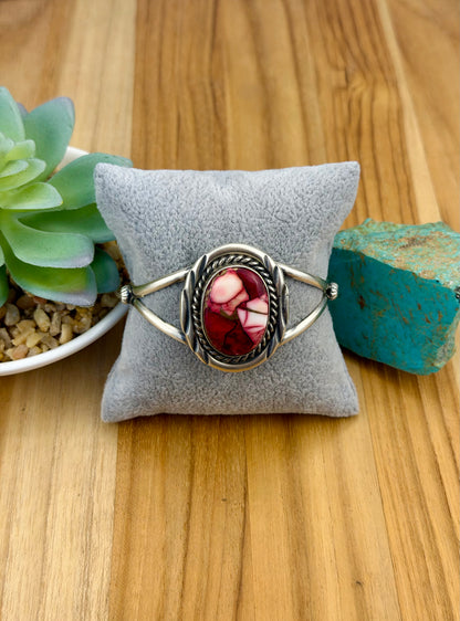 Dahlia Rose Single Stone Cuff Bracelet