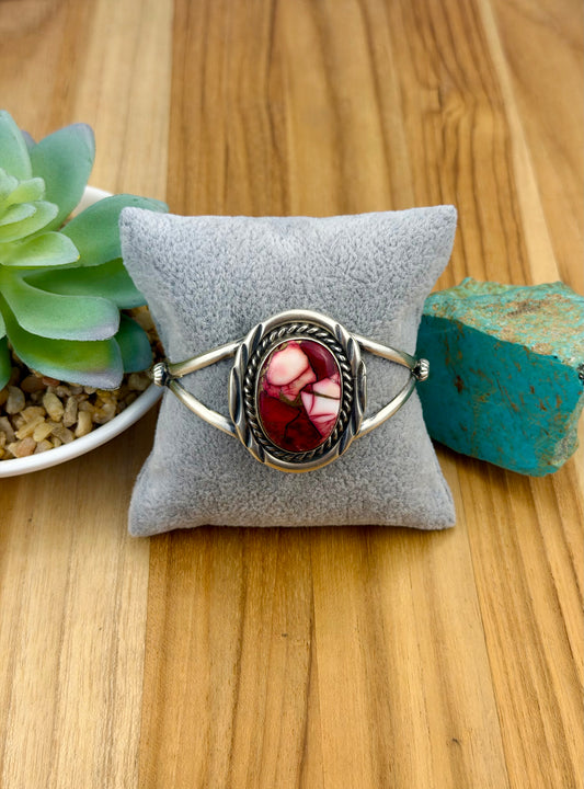 Dahlia Rose Single Stone Cuff Bracelet