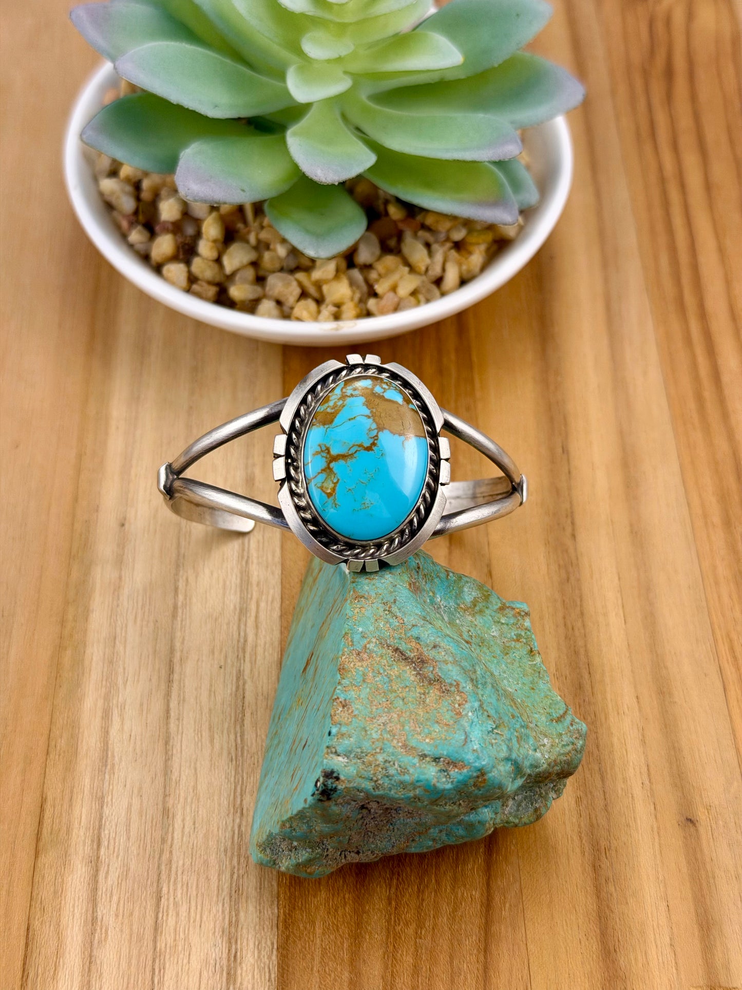 Kingman Turquoise Oval Sterling Cuff