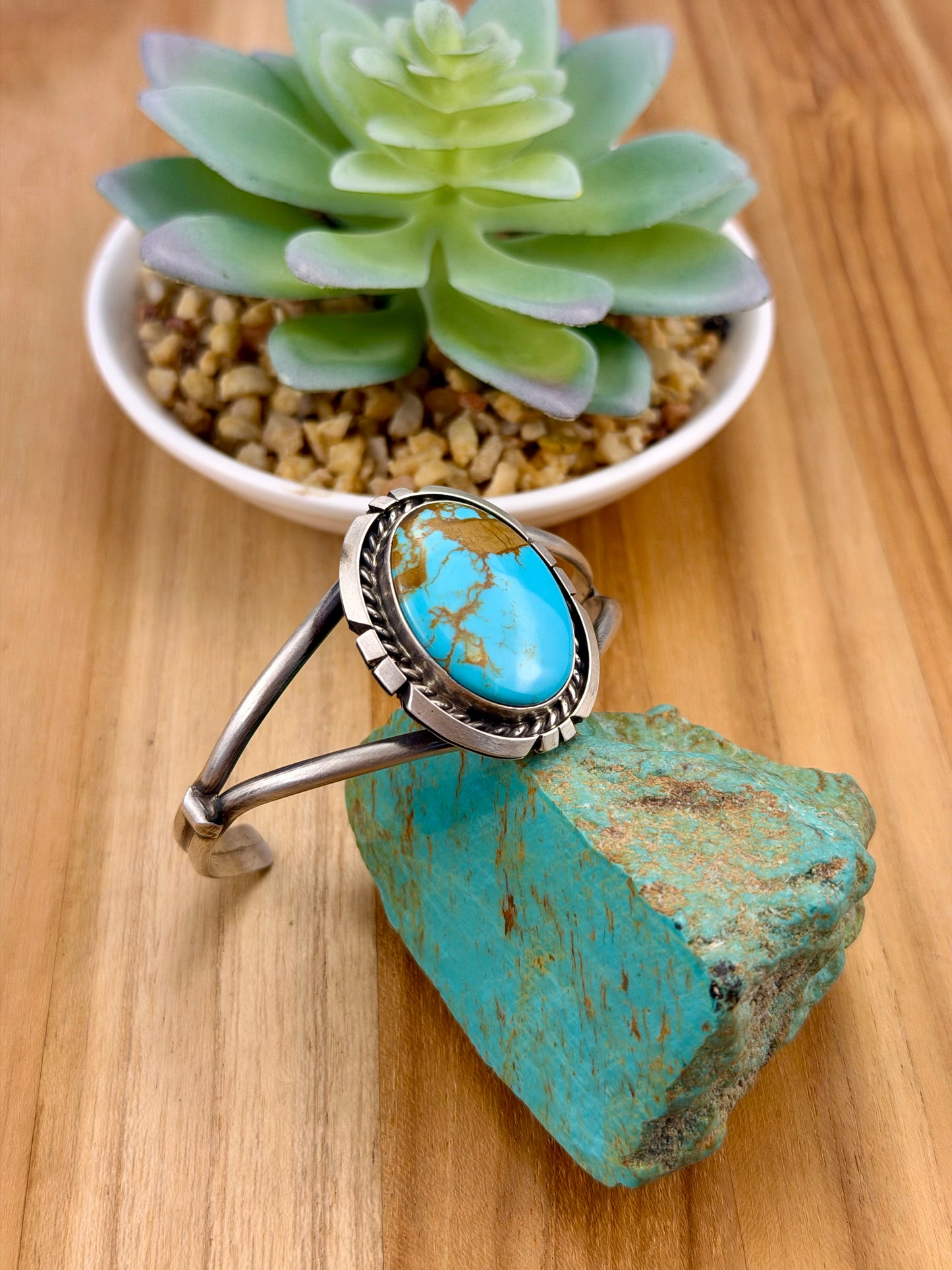 Kingman Turquoise Oval Sterling Cuff
