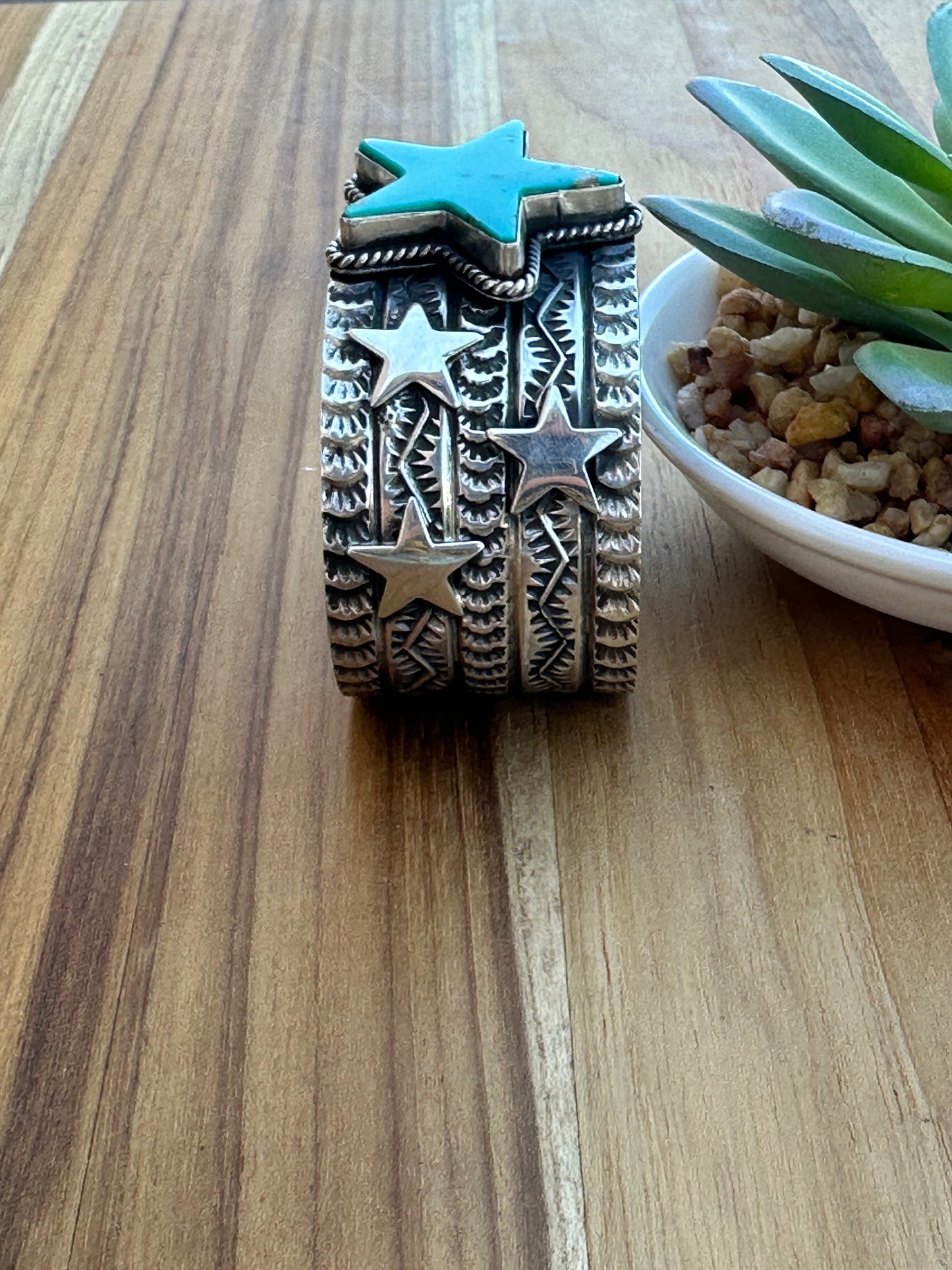 Kingman Turquoise Star Sterling Silver Cuff