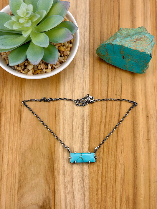 Kingman Turquoise Waterproof Bar Necklace