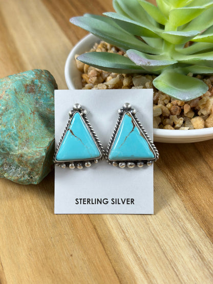 Kingman Turquoise Triangle Earrings