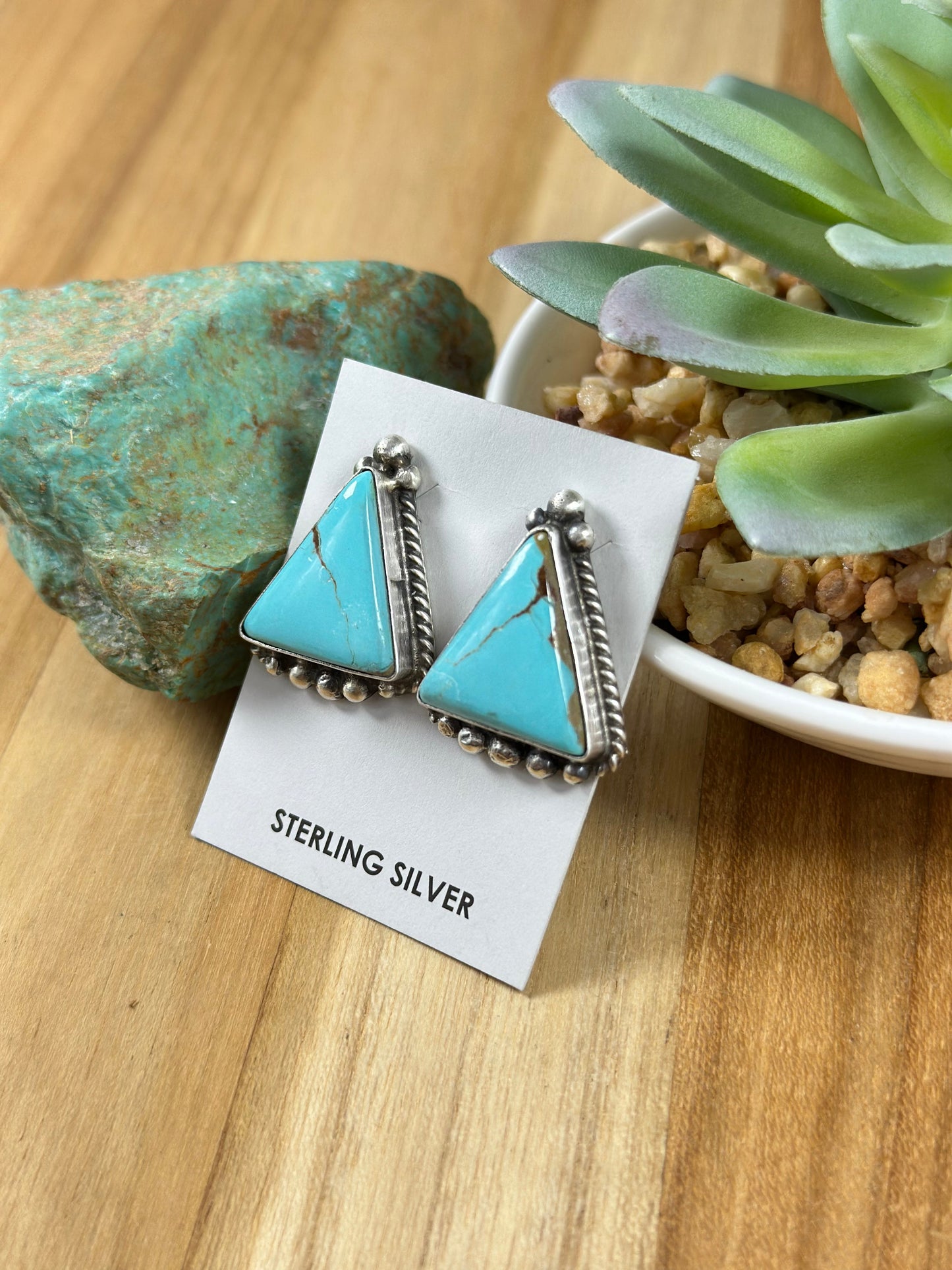 Kingman Turquoise Triangle Earrings
