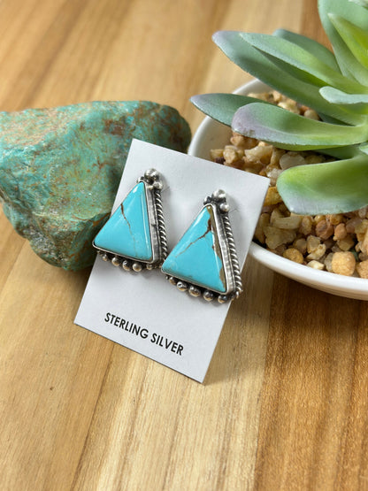 Kingman Turquoise Triangle Earrings