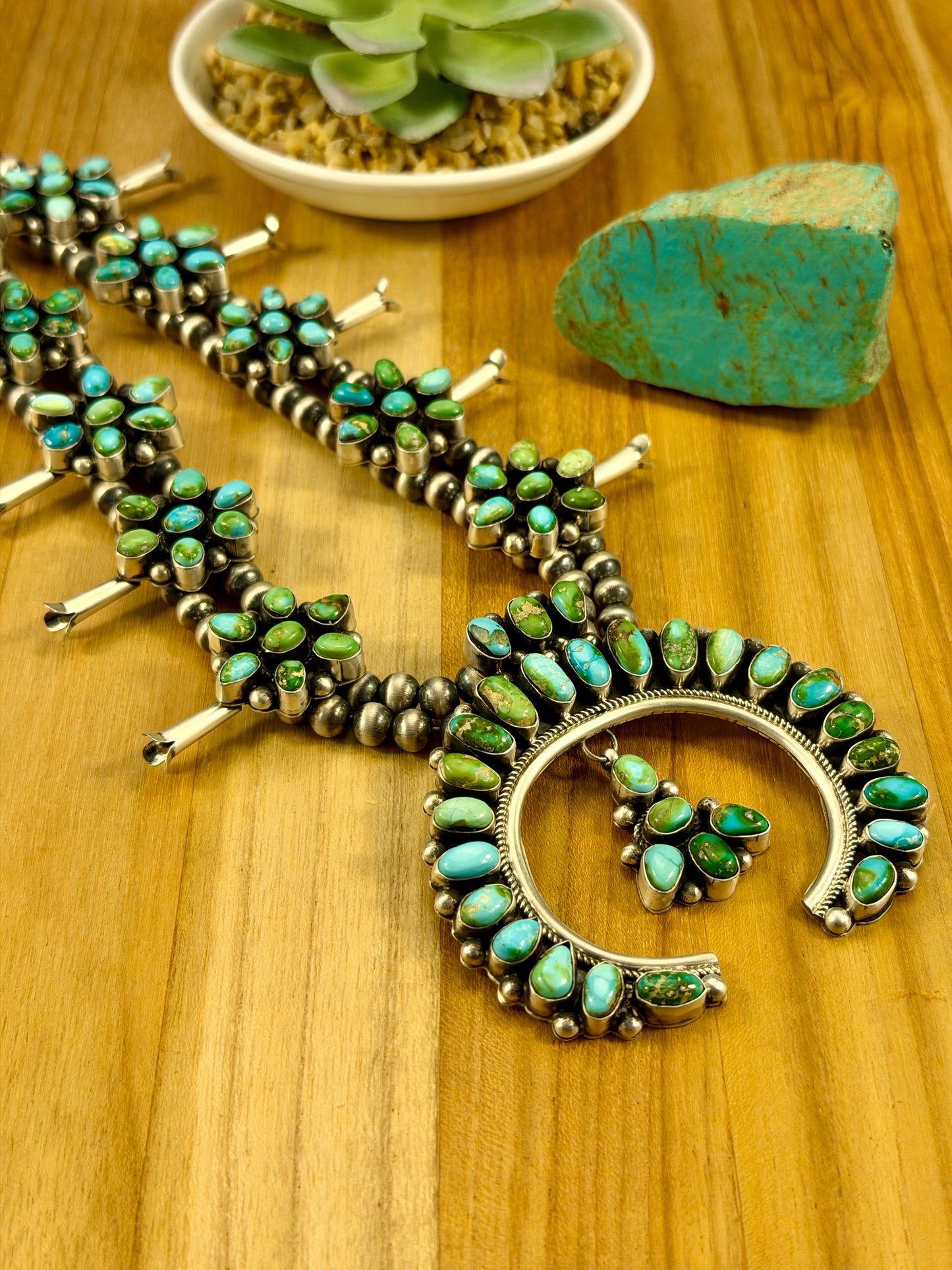 Sonoran Gold Turquoise Squash Blossom Necklace Set