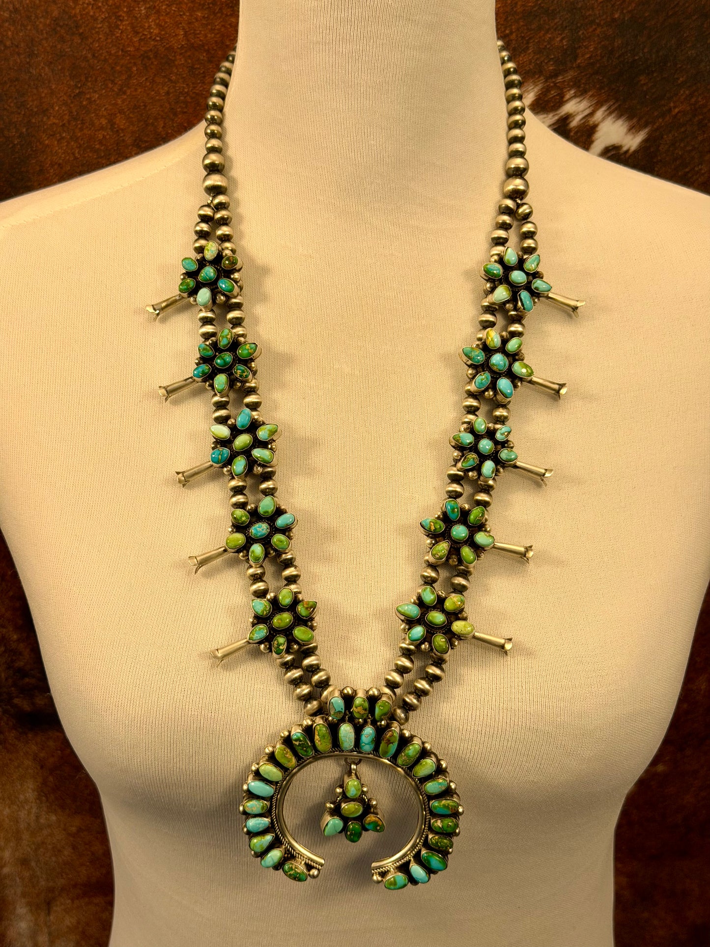 Sonoran Gold Turquoise Squash Blossom Necklace Set