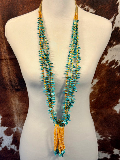 Kingman Turquoise & Orange Spiny Jacla Necklace