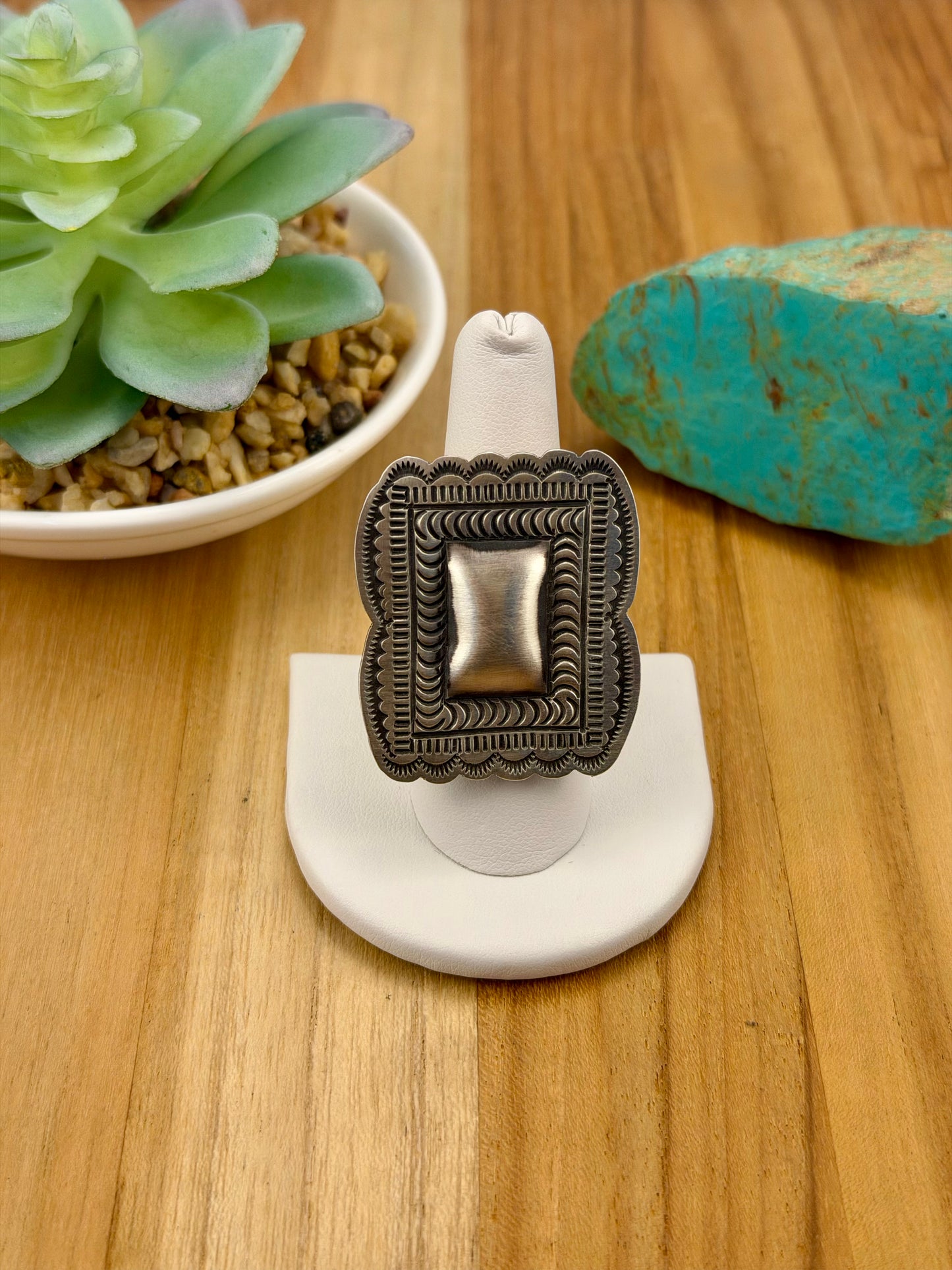 Sterling Silver Square Concho Ring