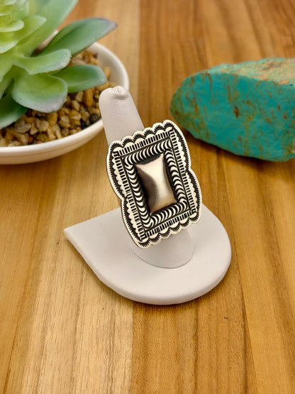 Sterling Silver Square Concho Ring