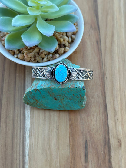 Kingman Turquoise Single Stone Cuff