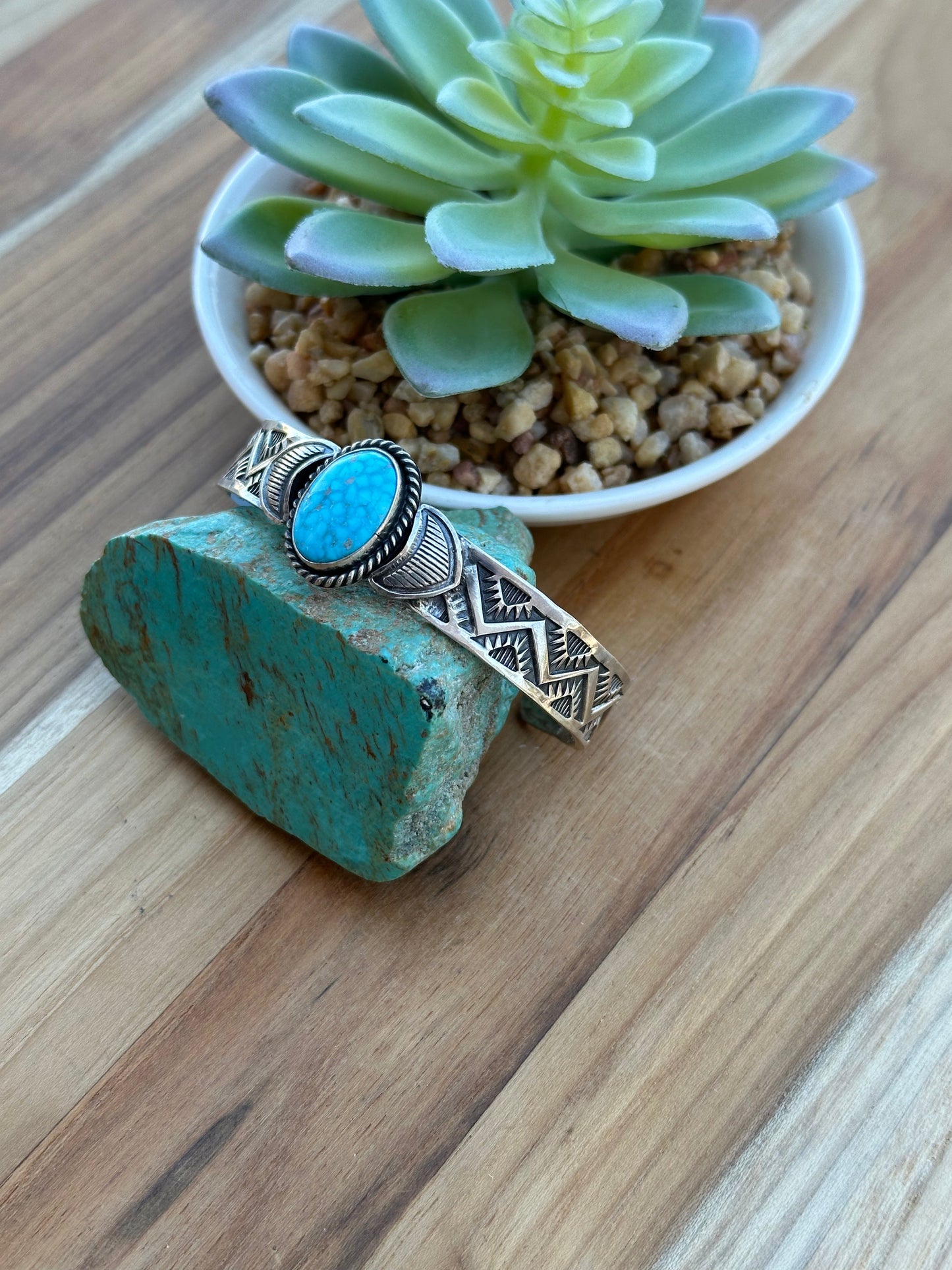 Kingman Turquoise Single Stone Cuff