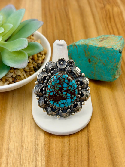 Kingman Turquoise Web Single Stone Ring
