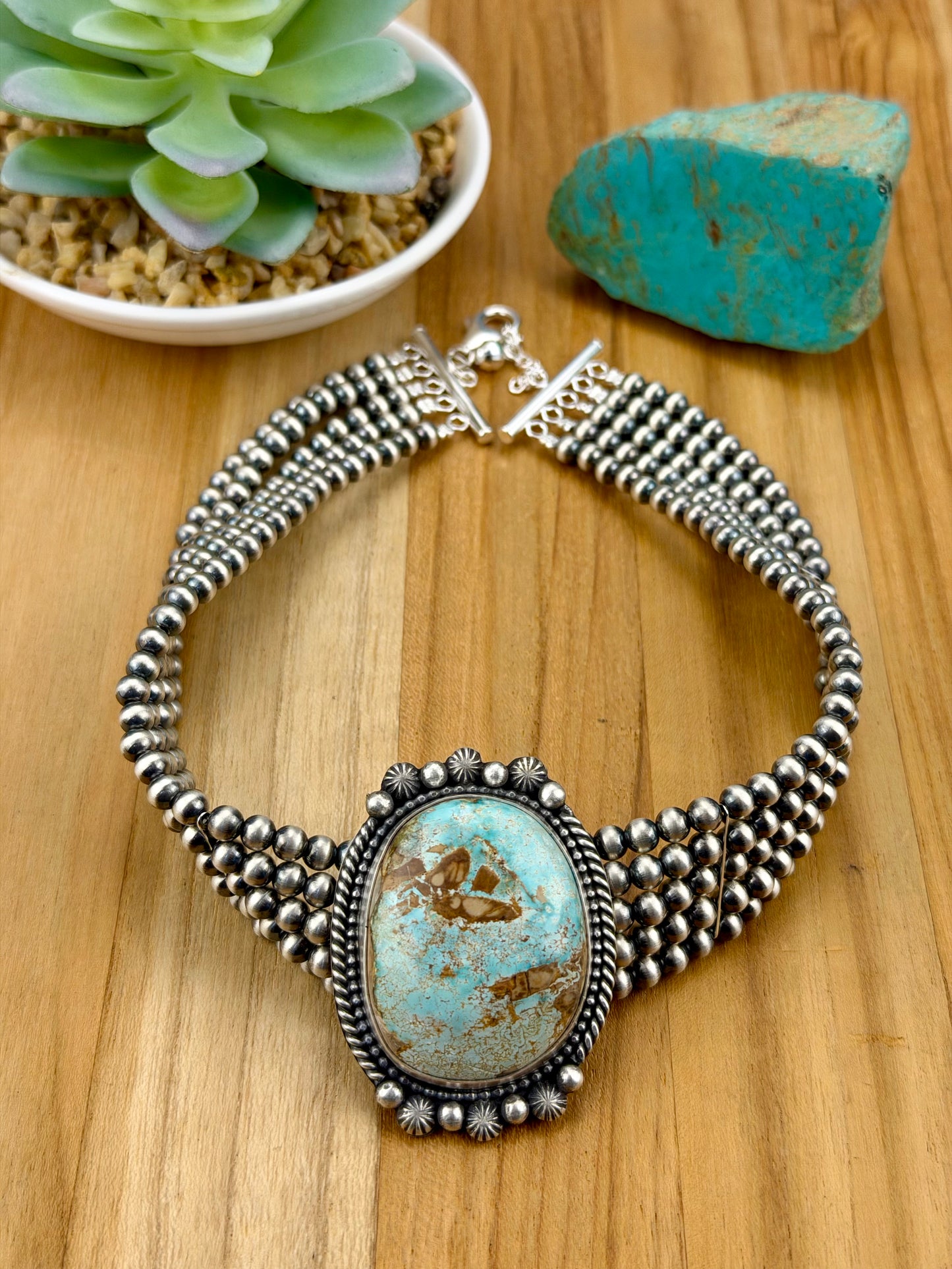 Royston Turquoise Multi Strand Pearl Choker