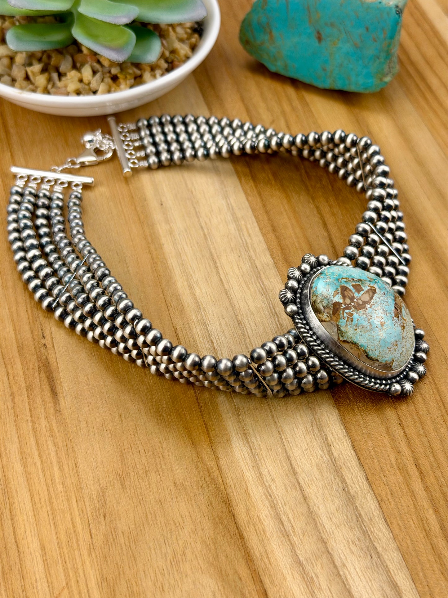 Royston Turquoise Multi Strand Pearl Choker