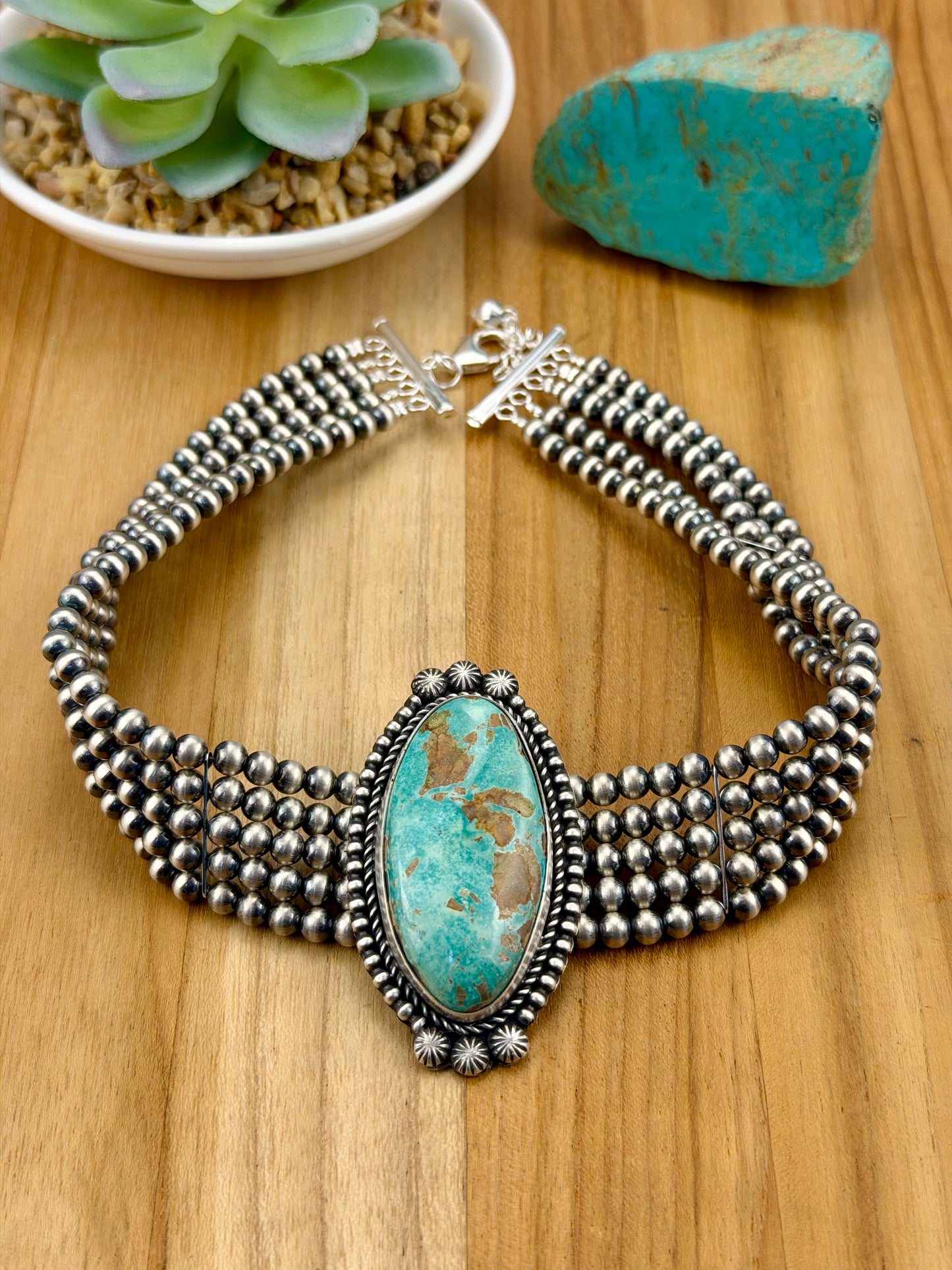 Royston Turquoise Multi Strand Pearl Choker