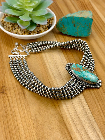 Royston Turquoise Multi Strand Pearl Choker
