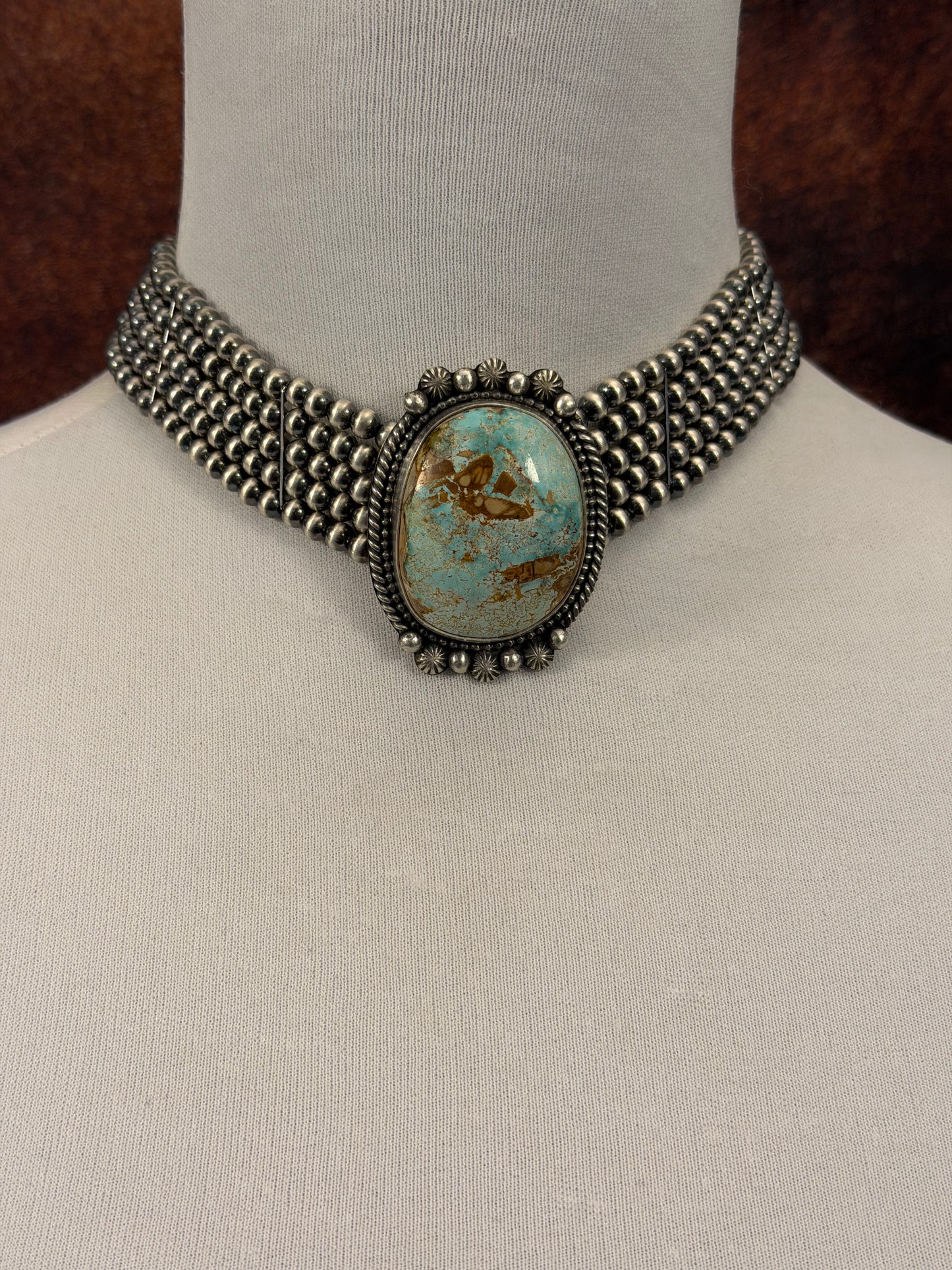 Royston Turquoise Multi Strand Pearl Choker