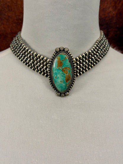 Royston Turquoise Multi Strand Pearl Choker