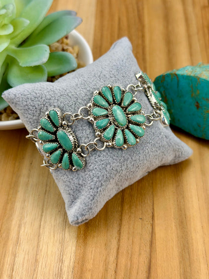 Kingman Turquoise Cluster Bracelet