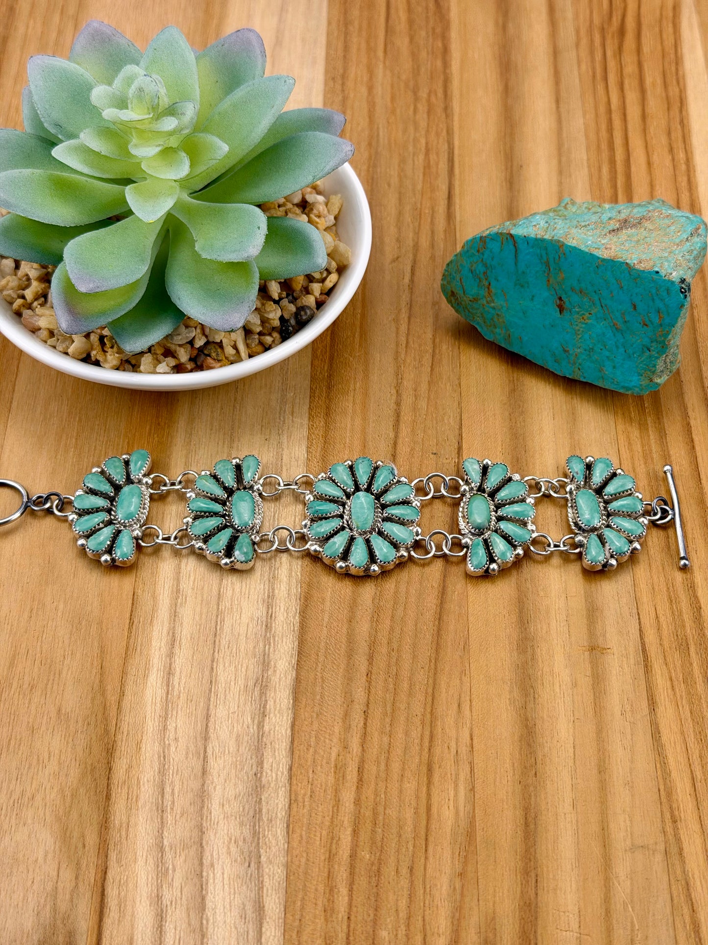 Kingman Turquoise Cluster Bracelet