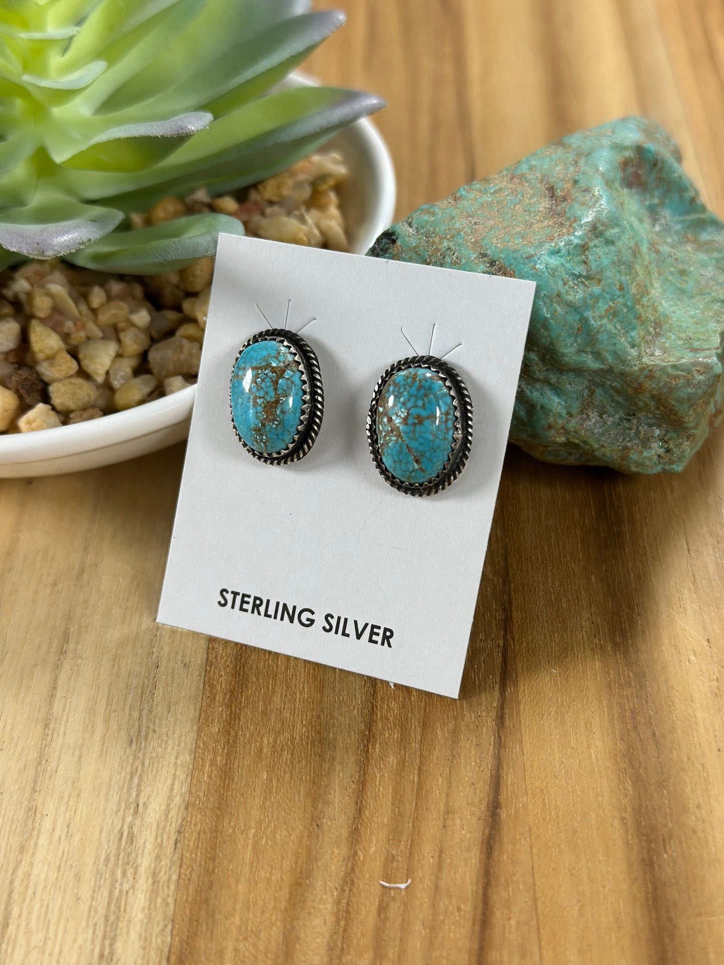 Number 8 Turquoise Oval Studs