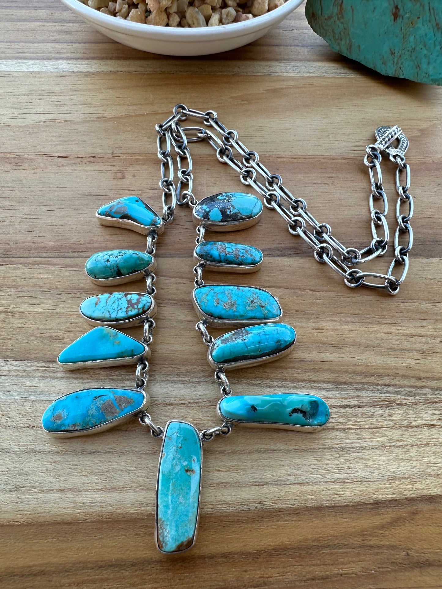 Royston Cluster 9 Stone Sterling Silver Necklace